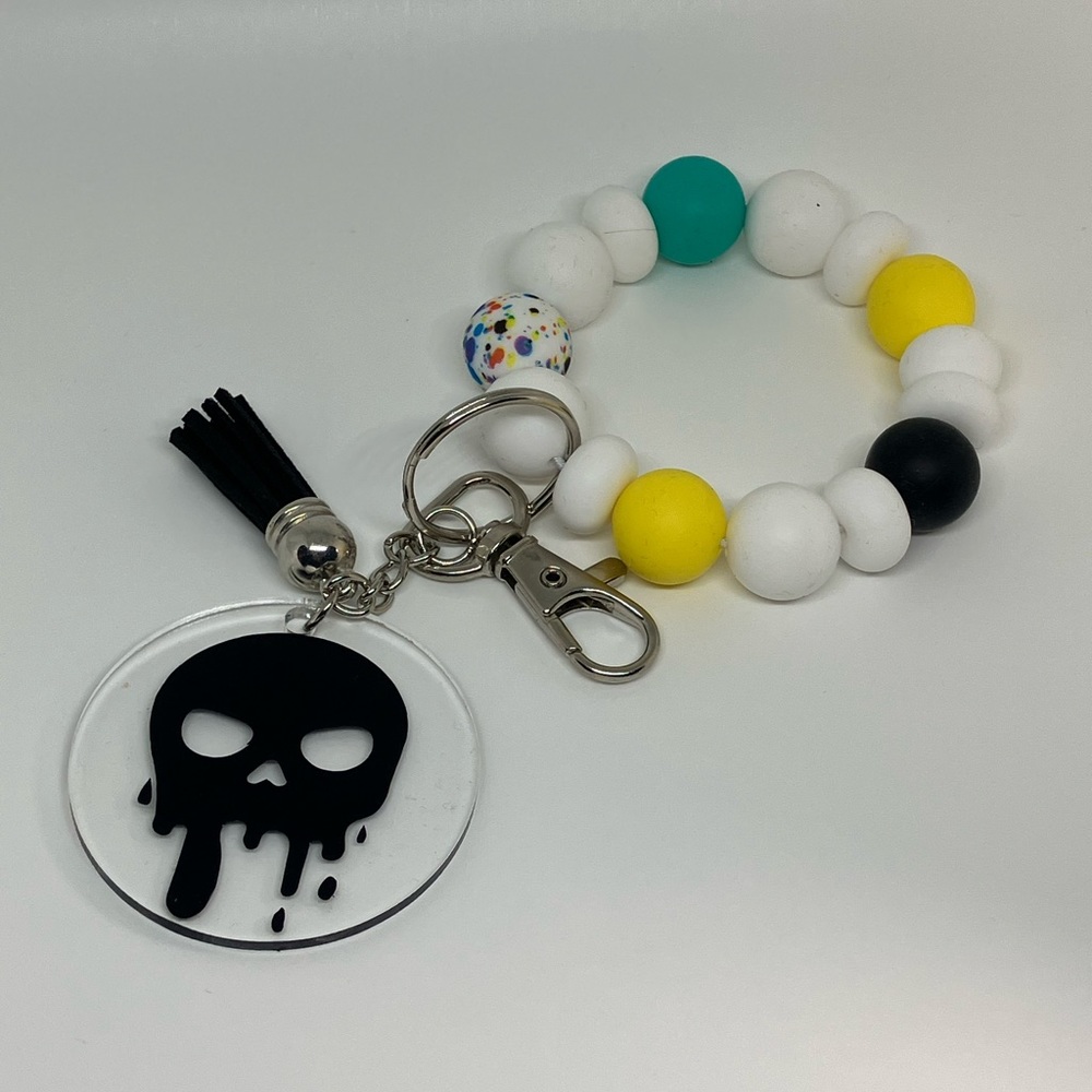 Drippy skull silicone wristlet keychain